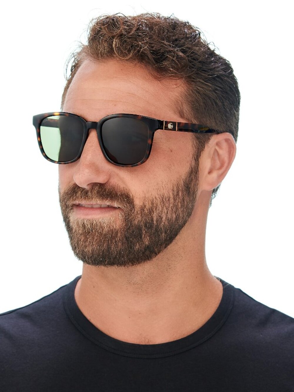 GUCCI GG0637SK 002 HAVANA GREEN SQUARE SUNGLASSES